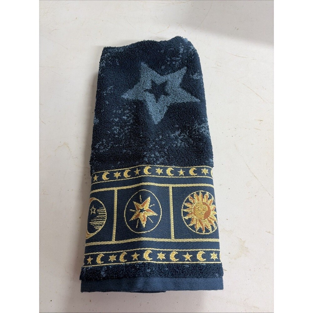 Vintage 90s Moon & Stars Hand Towel Springmaid Y2K Celestial Whimsigoth 27x15"